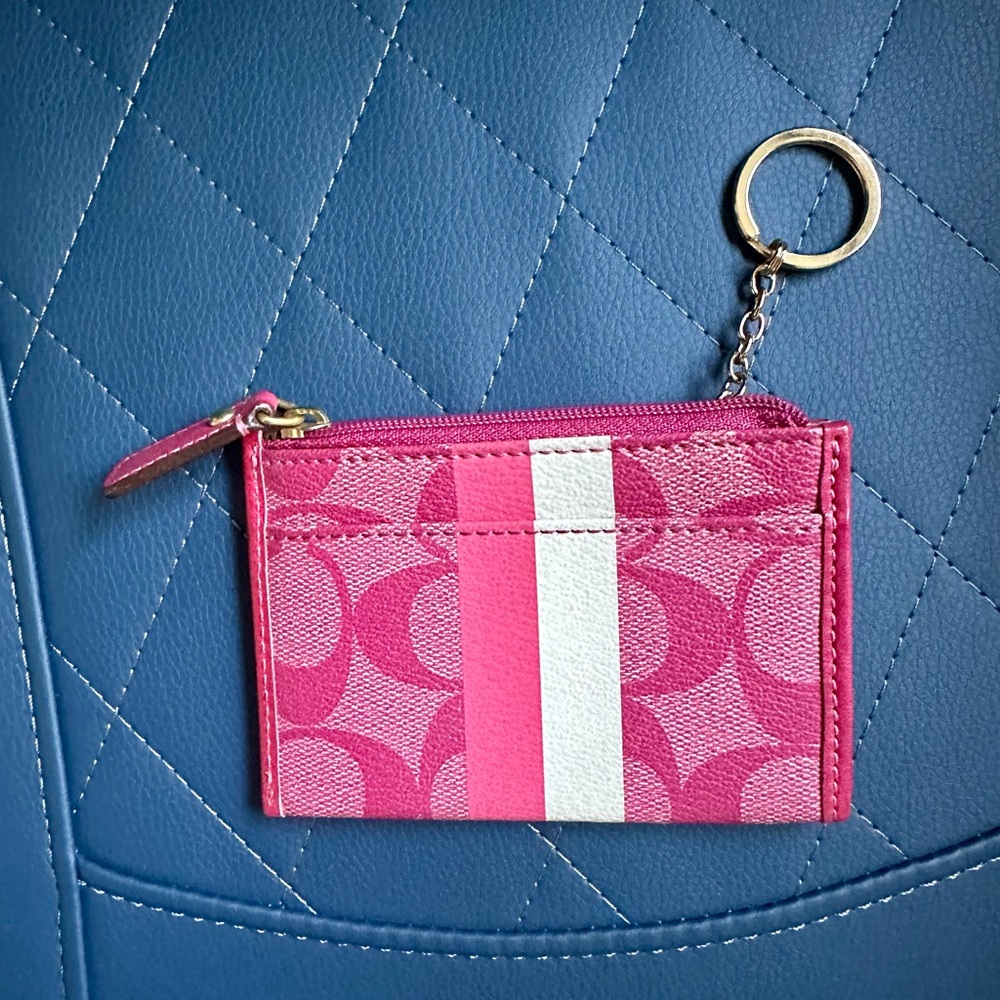 COACH Mini Skinny ID Card Case w/ coin zip and Key Chain